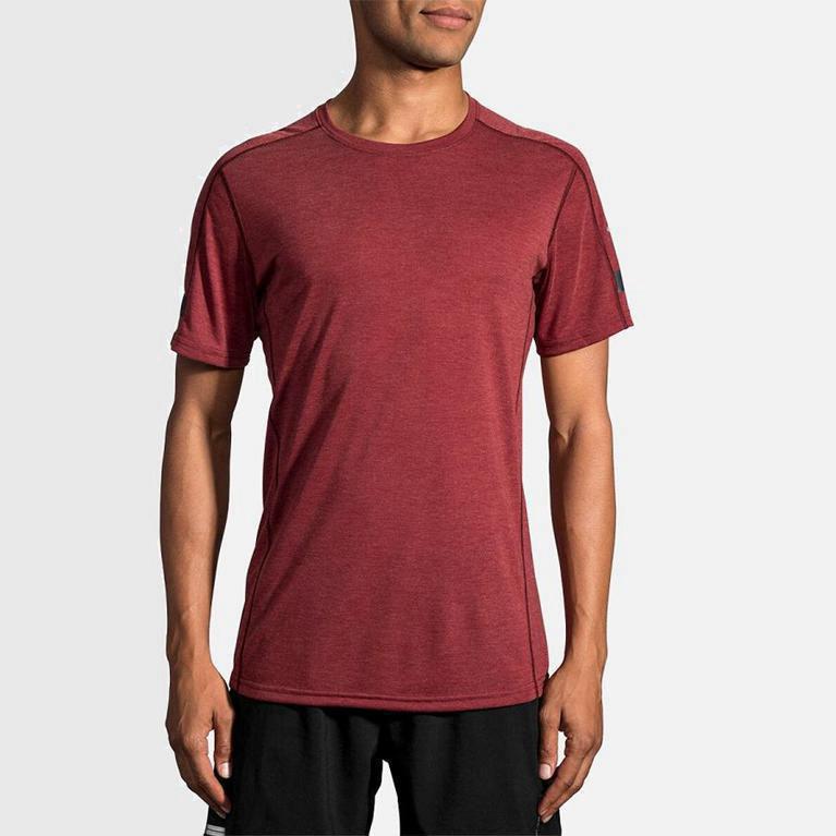 Brooks Distance NZ - Men's Short Sleeve Running Shirt - Red (43578-LFOM)